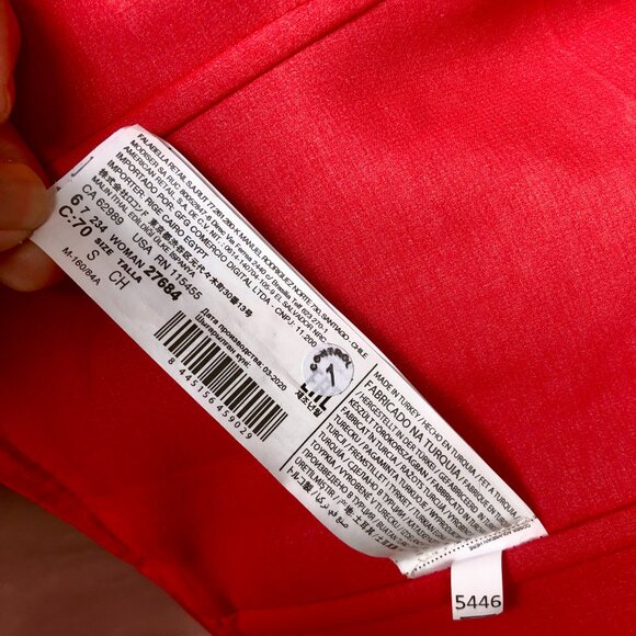 NWT Mango Red Puff Sleeve Ruched Crop Top – Size S – Organic Cotton - Picture 5 of 8